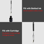 Nicpro Fountain Pen Set with Box, Classic Silver-Gold Fancy Pen with Converter, 0.7mm Medium Nib Smooth Writing Calligraphy, Office, Business, Luxury Gift Pen