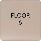 Khaki w/Black ADA Floor 6 Sign with Braille – Made from Durable Acrylic and Ready to Mount