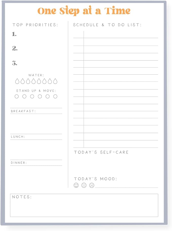 Graphique Self Care To-Do List Notepad | 150 Tear-Away Sheets | Task Planner | Daily Organizer | Memo Writing Pad | Priority Checklist | Undated | 6” x 8”