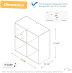 NELYE 4 Cube Organizer Bookcase - Fabric Storage Bins Container, Open Shelf Simple Compartments Bookshelf, White