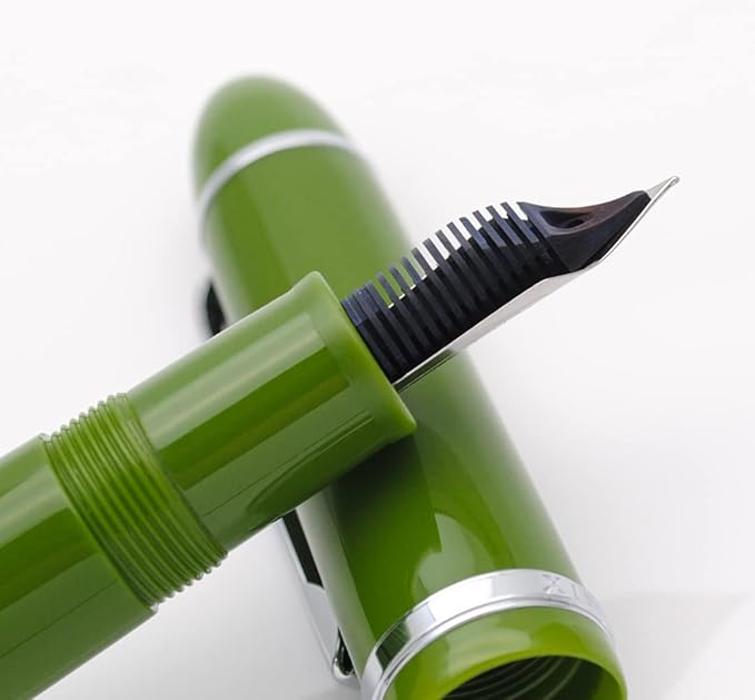 JINHAO X159 Fountain Pen (F Nib 0.5mm, Avocado Green with Silvery Clip)