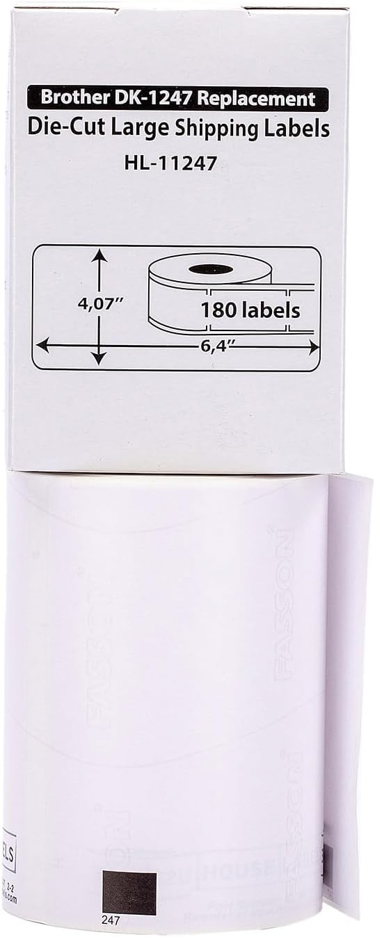 HOUSELABELS Compatible with DK-1247 Replacement Roll for Brother QL Label Printers; 180 Large Shipping Labels; 4.07" x 6.4" (103mm*163mm) - 6 Rolls