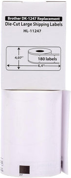 HOUSELABELS Compatible with DK-1247 Replacement Roll for Brother QL Label Printers; 180 Large Shipping Labels; 4.07" x 6.4" (103mm*163mm) - 11 Rolls
