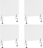 Desk Divider 4 Pcs Desk Privacy Panel 23.6''L x 15.8W'' Office Partitions Frosted Acrylic Panel Pack of 4 Desk Divider Partition with Adjustable Universal Base