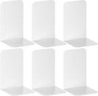 VFINE Bookends 3 Pairs, White Metal Book Ends, Bookends for Shelves, Book Stopper for Heavy Books, Book Dividers for Home Office