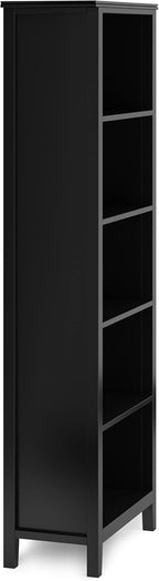 SIMPLIHOME Artisan Bookcase - 72 inch Tall 5-Shelf Solid Wood Bookshelf in Black, Contemporary Storage for Living Room, Study Room or Office with Adjustable Shelves and Decorative Side Panels