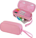 HiGaits Pencil Case for Boys,Multi-Slot Large Capacity Pencil Pouch with Soft Zipper, Durable Pen Box Pink Cat