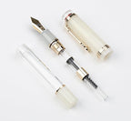 JINHAO 1935 Fountain Pen TIANDAO Series #8 Nib Ink Pen with Guitar-Shaped Clip and Ink Converter (F Nib 0.5mm, Ivory White)