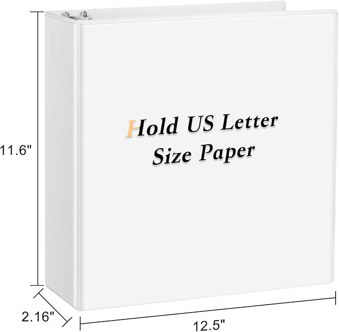 CIXILDTS 1.5-inch D Ring Binders, Fit US Letter Size Paper, 1-1/2" 3 Slant-D Ring Binder with 2 Pocekts, 12-Pack, White