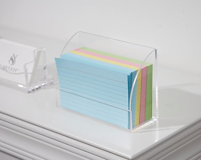 SEVENY 2 PACKS 3x5 Acrylic Index Card Holder Business Card Display Stand for Desk File Note Clear Postcard Stand Index Card Rack Acrylic Business Card Stand for Office Business Classroom (No Card)