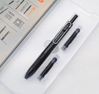 xixixiaozhu OASO K018 Sealed Retractable Fountain Pen Set 0.5mm with 2pcs Blue Ink Cartridges Smooth Writing for School Students (Black)