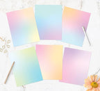 Pastel Gradient Paper Stationery, Aesthetic Paper 8.5 x 11 Inches, 60 Sheets, Colorful Writing Paper, Pretty Stationary Paper, Decorative Scrapbook Paper
