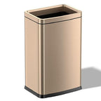 YOJIA 6.6 Gallon/25L Stainless Steel Square Trash Can, Elegant, Inner Basket, Large Capacity Kitchen Garbage Can, Open Top, Gold Waste Basket, for Bathroom Home Office Hotel (25L Gold)