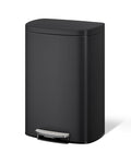 Garvee 13 gal / 50 L Metal Kitchen Trash Can with Lid, Large Rustproof Garbage Can for Kitchen, Step-on Trash Bin with Inner Bucket, Rear Handle, Soft Close Lid, Black