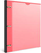 INFUN 1 Inch Telescoping 3 Ring Binder - 1PCS,Flexible Round Binder with Customizable Front Cover and Clear Catalog Pocket, 1 Inch Rings, 225 Sheet Capacity-Red