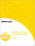 Gemsroyal 3 Inch Yellow Round Labels Printable,3" Matte Yellow Color Coding Labels for Laser/Inkjet Printers,3 Colorful Circle Stickers,180 Circle Labels in Total,Letter Size