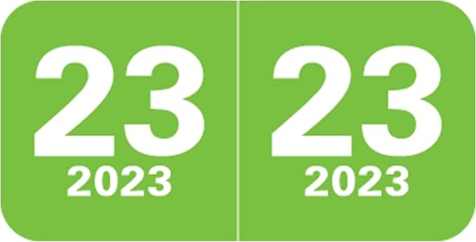 2023 Year Stickers, Doctor Stuff 2023 Chart Stickers, Light Green Colored, Col'R'Tab/Tabbies Style, USA Made Year Stickers for End Tab File Folders, 500/Roll, 1 Roll, 3/4" x 1-1/2"