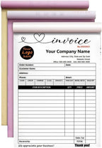 Personalized Invoice Book Custom 2 Part/3 Part Receipt Book Quote Estimate Order Forms Carbonless Form with Your Company Name Logo Address,2-10 Books (Style 18)