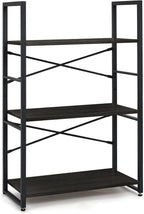 CAPHAUS 3 Tier Small Bookshelf, 24 Inch Width Free Standing Shelf, Bookcase Shelf Storage Organizer, Industrial Book Shelves for Home Office, Living Room, Black Shelves & Metal Frame