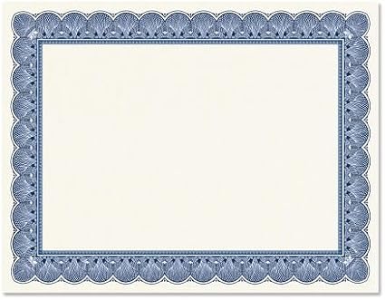 Elite Blue & White Parchment Certificate Papers - Pack of 25, Laser & Inkjet Printer Compatible, for Office, Business Awards, Graduation, School Diplomas, 8-1/2" x 11" on 60 lb.Text Stock