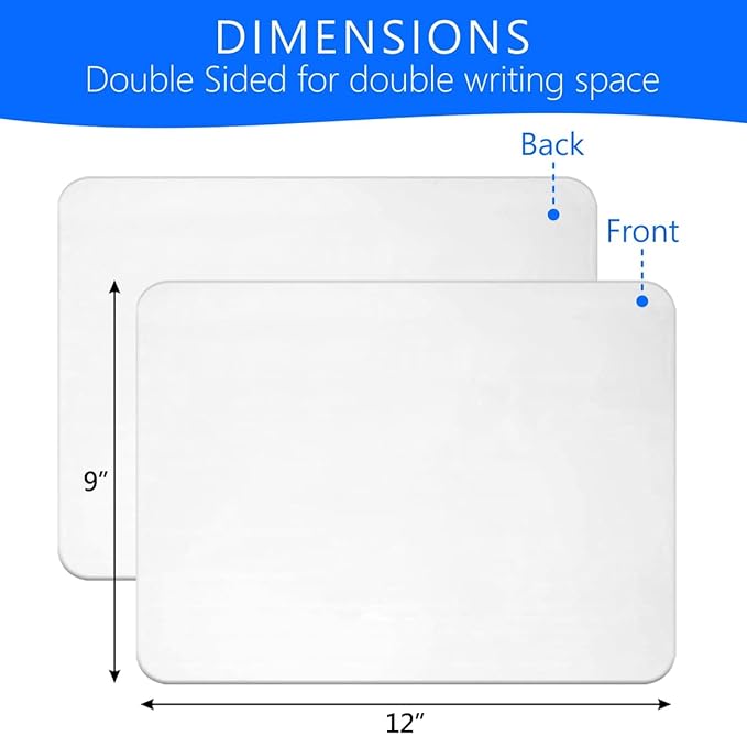 Small Dry Erase Board 9x12 (2 Pack) – Mini White Board for Kids & Students, Double-Sided Portable Whiteboard Small Dry Erase Board for Classroom, Office & Home Learning
