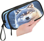 BOENLE Wolf Snowy Pencil Case Box Boys Girls Large Pencil Pouch Zipper Compartments Big Capacity Stationery Pen Bag Organizer for Kids Teens Adults School