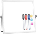 Lumspax Small Desktop White Board with Stand, 10" x 10" Double-Sided Silver Aluminium Frame Whiteboard for Kids, Mini Dry Erase Board for Home, Office, School