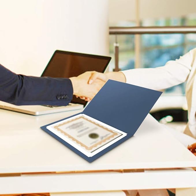 SUNEE Certificate Holders(Navy Blue, 50 Packs), Diploma Covers Gold Foil Border, for Letter Size 8.5x11 Certificates, Cardstock, Document Papers