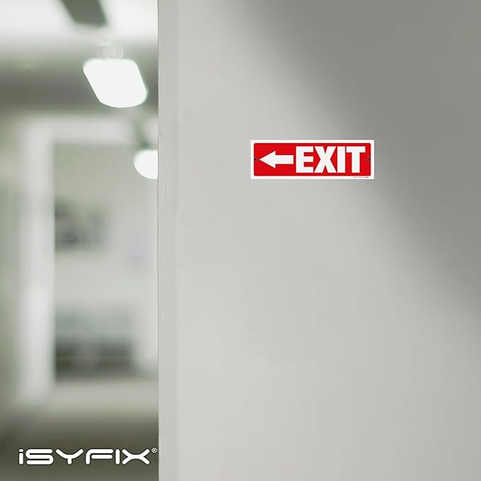 iSYFIX Exit Signs - 12 Pack 12x4 Inch Directional Left Arrow Signs, 40 mil Polystyrene Plastic, UV Laminated, Scratch & Fade Resistant, Waterproof - Ideal for Office, Theater, School, Business