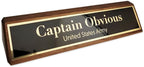 Custom Desk Wedge Name Plate - Personalized Titles and Styles (2x10 Inch, Solid Walnut w/Name Plate)