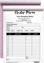 Custom Carbonless Sales Invoice Form Books for Small Business, Personalized NCR 2-Part Receipt Book with Carbon Copies, Cover Add Company Name, Address and Number Printed