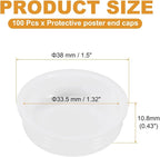 PATIKIL 100 Pcs Mailing Tube Plastic End Caps 1.3" ID PE Round Cardboard Shipping Tube Lids White Protective Poster End Caps for Paper Documents Artwork Storage