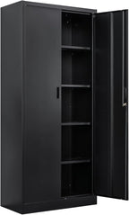 TaskStorz Storage Cabinet, 72 Inch Tall Metal Storage Cabinet with Doors and Shelves,Heavy Duty Metal Cabinet, Pantry Cabinets for Kitchen Storage, Garage Cabinet for Living, Dining Room