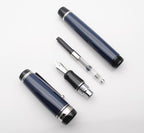 xixixiaozhu Metal Big Fountain Pen Set Medium Nib 0.7mm, Includes Ink Refill Converter, 5 Ink Cartridges & Gift Box (Medium Nib 0.7mm, Dark Blue with Silvery Clip)