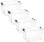 Superio Clear Storage Boxes with Lids, 14.25 Quart Plastic Container Bins for Organizing, Stackable Crates, BPA Free, Non Toxic, Odor Free, Organizers for Home, Office and Dorm, 4 Pack
