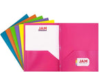 JAM PAPER Plastic 2 Pocket POP Folders - Durable School Folders with Metal Prongs Fastener Clasps - Assorted Fashion Colors - Bulk 48 Folders/Box (8 Assorted Packs of 6)