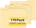File Folder, PANDRI 170 Pack File Folder, 1/3 Cut Tab, Letter Size, Filing Folder for Office School Business, Manila