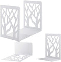MSDADA Book Ends, Bookends, Book Ends for Shelves, Bookends for Shelves, Book Ends for Heavy Books, Book Shelf Holder Stand for Home Decorative，Metal Bookends Stoppers, White(2 Pairs)