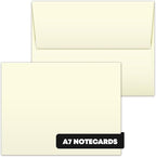 Blank Cream Natural Flat Note Cards and Envelopes – Heavyweight Off-White Cards for Invitations, Greetings, Postcards and Announcements | 5" x 7” (A7 Size) | 50 per Pack | NOT A Fold Over Card