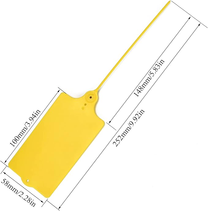100 Plastic Shipping Tags - Waterproof, Writable, Hanging Tags with One Yellow Marker Pen