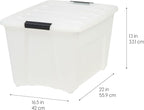 IRIS USA 54 QT Plastic Storage Box with Lid and Latches - 4 Pack - BPA-Free, Discreet Organizing Solution, Durable Nestable Stackable Containers, Secure Pull Handle - Pearl