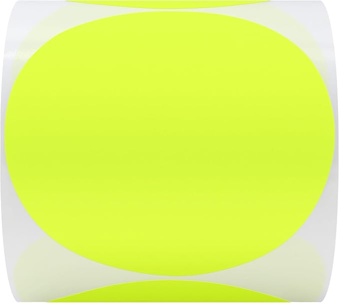 Hybsk Round Color Coding Circle Dots Labels Warehouse Inventory Organizer Stickers (4 inch, Fluorescent Yellow)