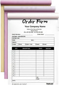 Custom Carbonless Sales Invoice Form Books for Small Business, Personalized NCR 3-Part Receipt Book with Carbon Copies, Cover Add Company Name, Address and Number Printed