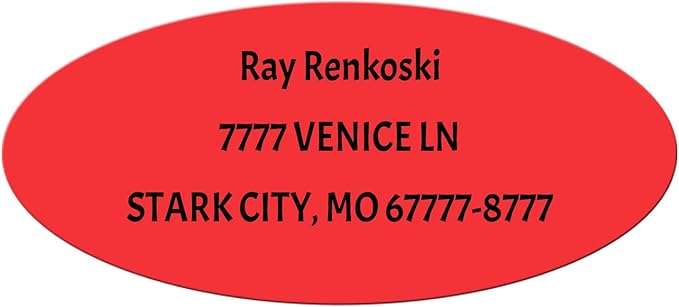 Made in USA Custom Return Address Stickers Labels Customized Mailing Label for Envelopes, Personalized Self Adhesive Flat Sheet Oval Labels