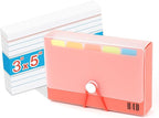 H4D 3x5 Index Card Case with 100 Heavyweight Ruled Index Cards and Dividers, Red