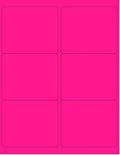 8-1/2 x 11" Neon Color High Light Fluorescent Labels for Laser & Inkjet Printer (Pink Fluorescent, 4" x 3-1/3" - 6 Per Page | 300 Labels)
