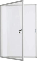 BIBOC 36x24 Inches Lockable Bulletin Boards White Board Frame Enclosed Display Case,with Magnets,for School Message Notice Whiteboard