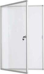 BIBOC 36x24 Inches Lockable Bulletin Boards White Board Frame Enclosed Display Case,with Magnets,for School Message Notice Whiteboard