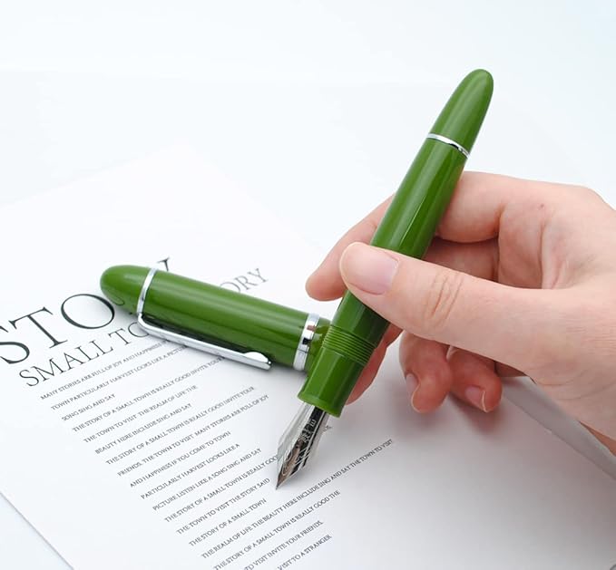 JINHAO X159 Fountain Pen (EF Nib 0.38mm, Avocado Green with Silvery Clip)