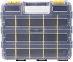 Tools Organizer Box Small Parts Storage Box 34-Compartment Double Side Hardware Organizers with Removable Plastic Dividers for Screws, Nuts, Nails, Bolts